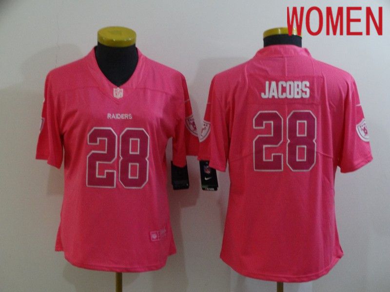 Women Oakland Raiders 28 Jacobs Pink Nike Vapor Untouchable Limited 2020 NFL Nike Jerseys